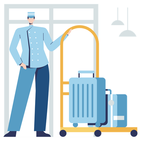 Hotelkellner geben Pagen-Service  Illustration