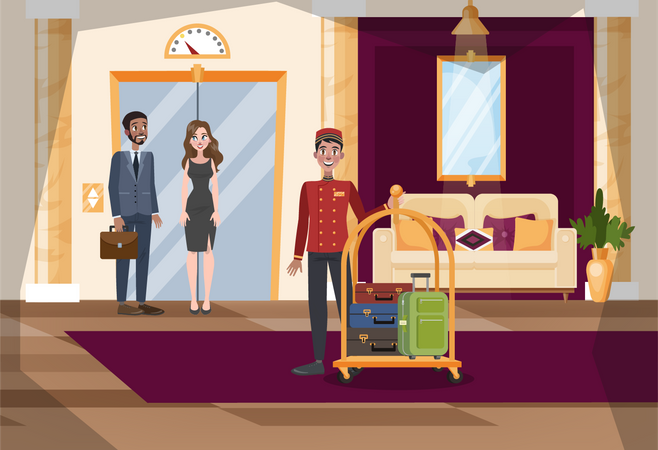 Innenbereich eines Hotelkorridors  Illustration