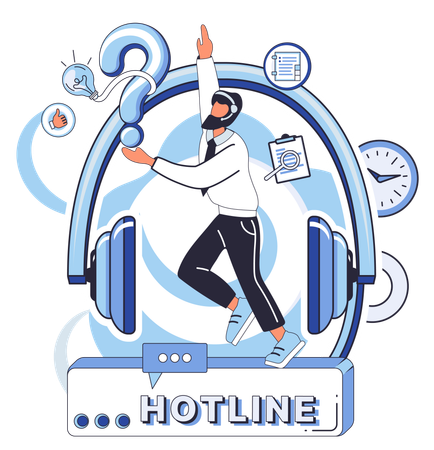 Hotline assistance Our helpline go-to service for all your technical queries  Illustration