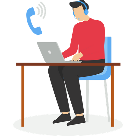 Hotline operator consulting customer with headset in mobile  Illustration