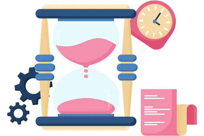 Hourglass and some office elements  Illustration