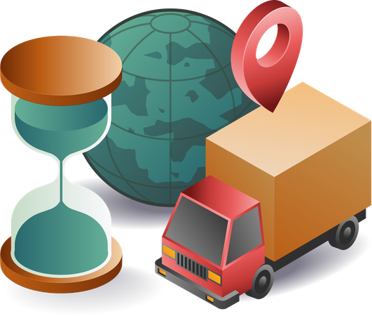 Hourglass duration of package delivery  Illustration