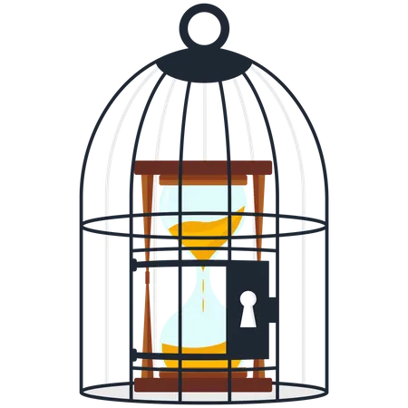 Hourglass inside the cage  Illustration