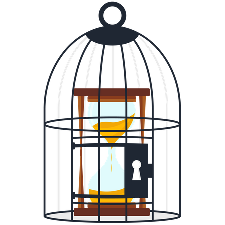 Hourglass inside the cage  Illustration