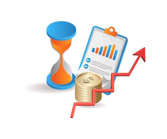 Hourglass of financial analysis  Illustration