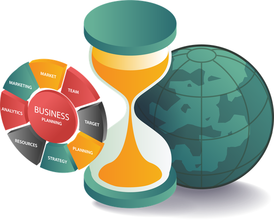 Hourglass time in the business world  Illustration