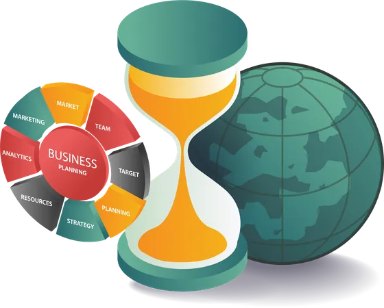 Hourglass time in the business world  Illustration