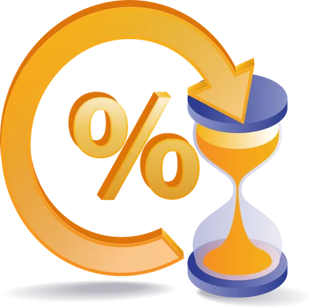 Hourglass time with business percent rotation  Illustration