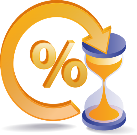Hourglass time with business percent rotation  Illustration