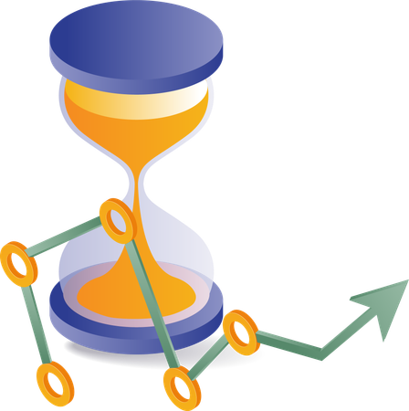 Hourglass with business growth analyst  Illustration