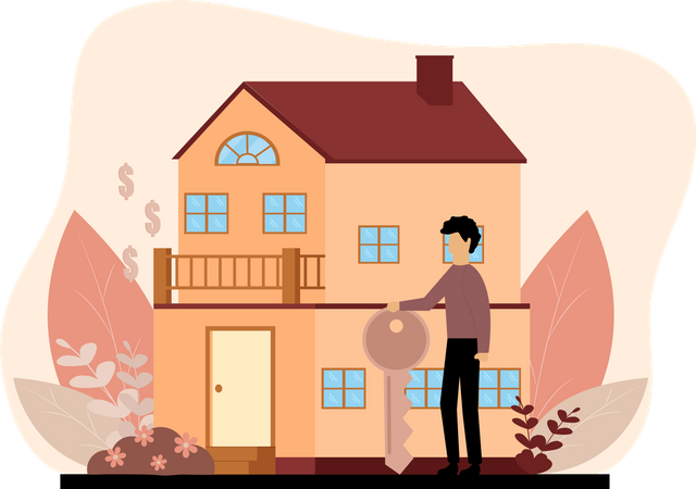 House agent with key  Illustration