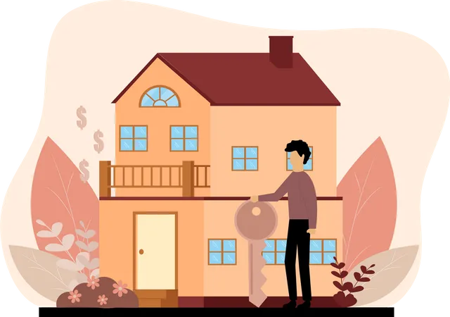 House agent with key  Illustration