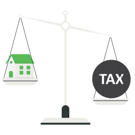 House and Tax balance on the scale  Illustration