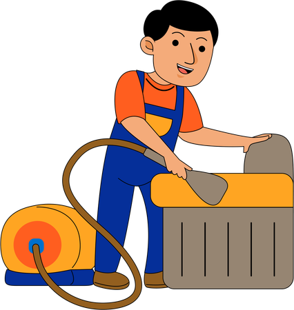 House cleaner cleaning sofa  Illustration