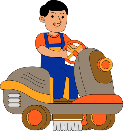 House cleaner driving cleaning car  Illustration