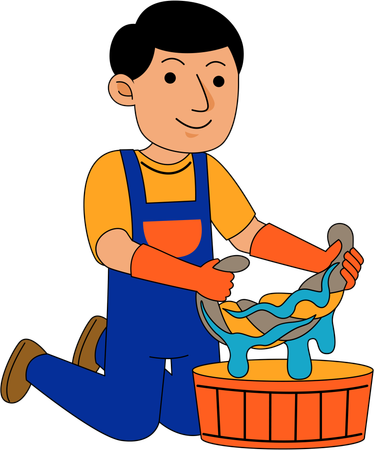 House cleaner washing clothes  Illustration