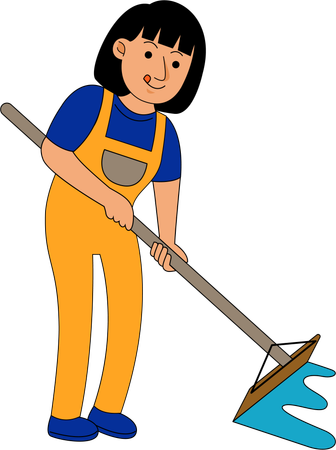 House Cleaner Woman cleaning floor  Illustration