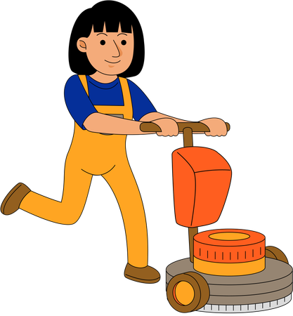 House Cleaner Woman cleaning floor  Illustration