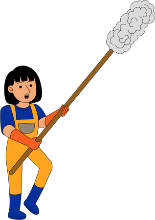 House Cleaner Woman with mop  Illustration