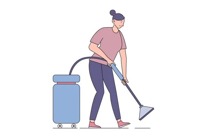 House Cleaning With Vacuum Machine  Illustration