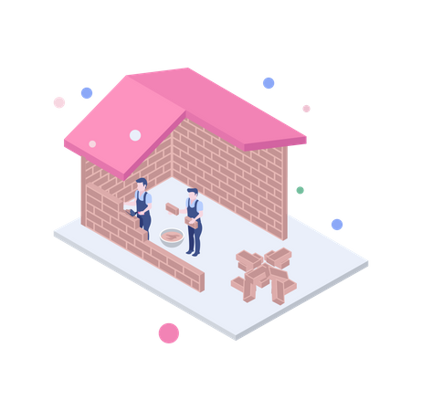 House construction  Illustration