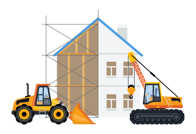 House construction work Illustration