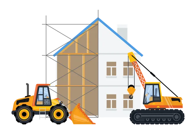 House construction work  Illustration