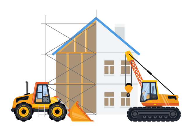 House construction work  Illustration