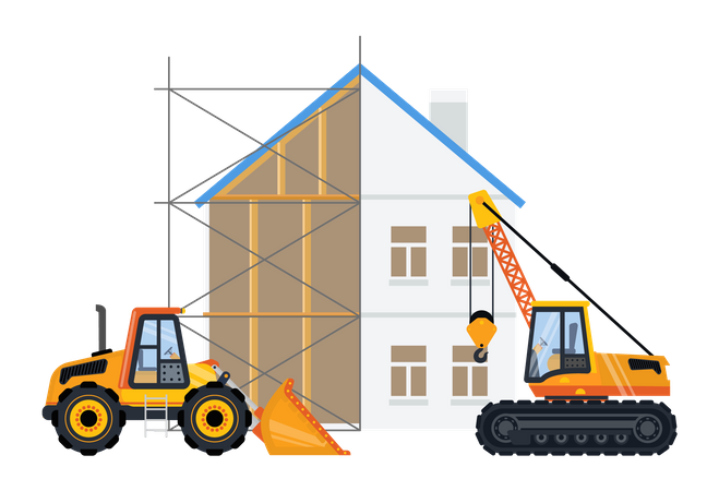 House construction work  Illustration