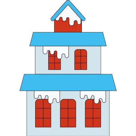 House covered in snow  Illustration