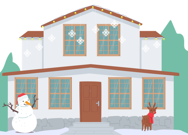 House during winter  Illustration