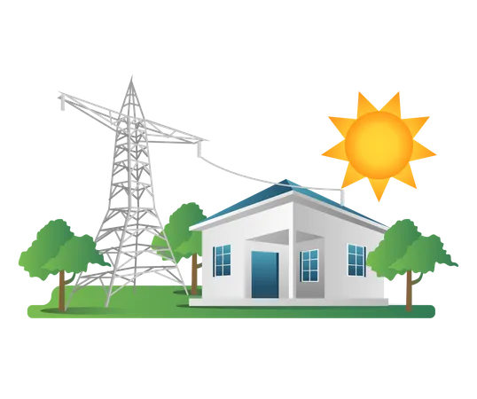 House electricity pole lines  Illustration