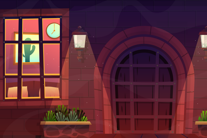 House Entrance scene Illustration