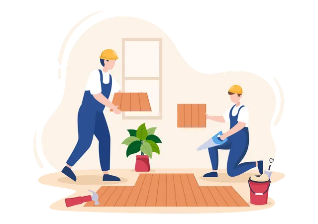 House Flooring Renovation Illustration