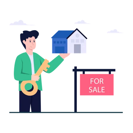 House For Sale Icon In Flat Design Illustration