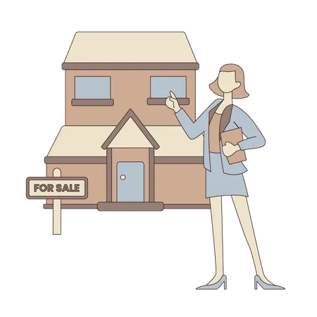 House for sale with marketer  Illustration