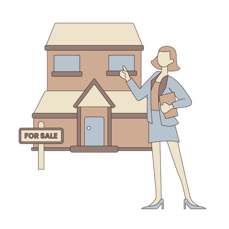 House for sale with marketer  Illustration