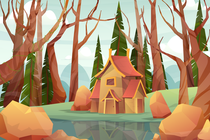 House in countryside Illustration