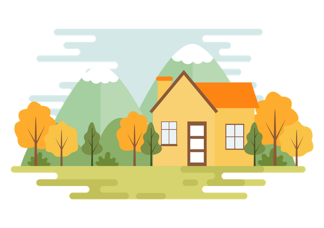 House in Forest Illustration