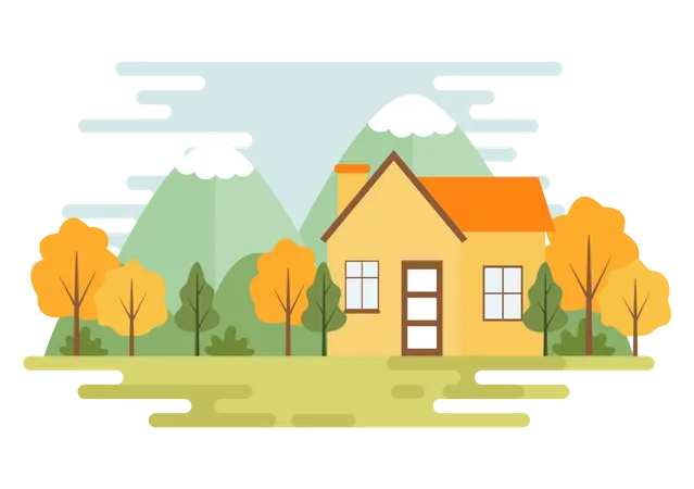House in Forest Illustration