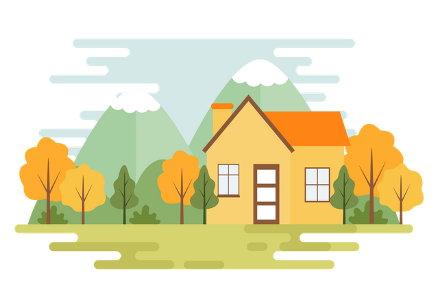 House in Forest  Illustration