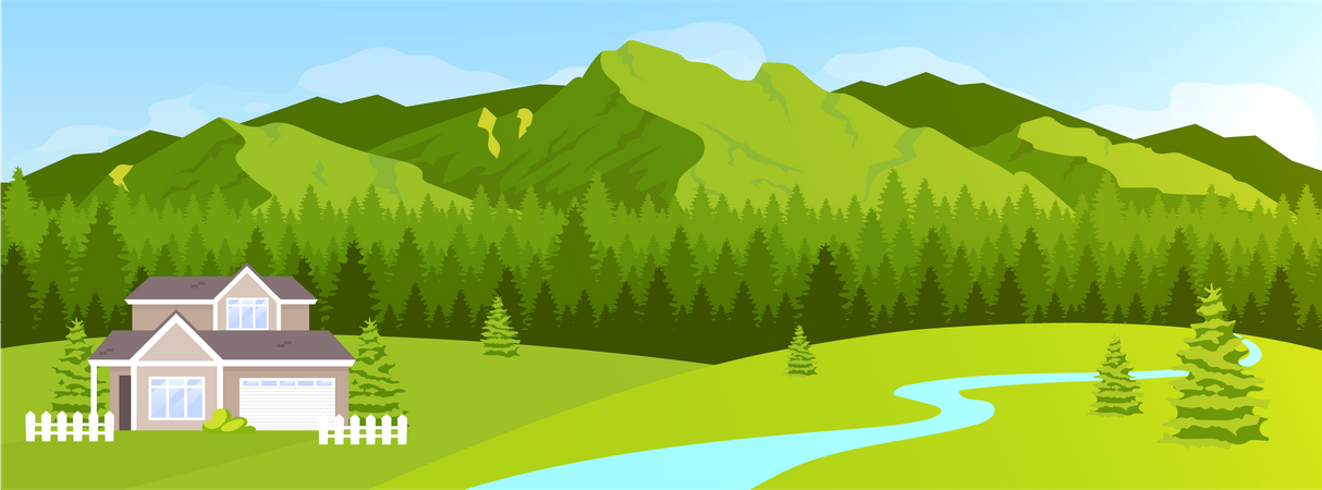House in mountains  Illustration