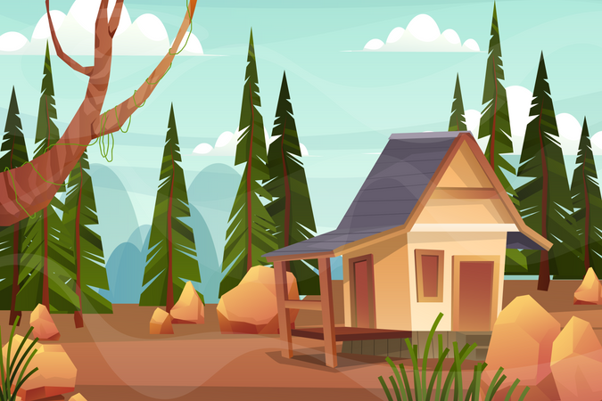House in natural park  Illustration