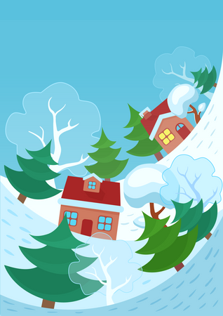 House in winter forest  Illustration