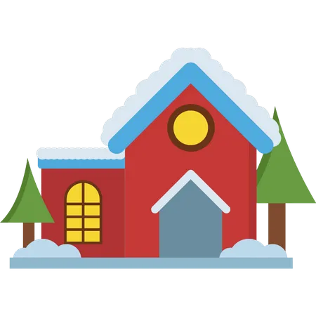 The Roof Of The House Is Completely Covered With Snow Illustration