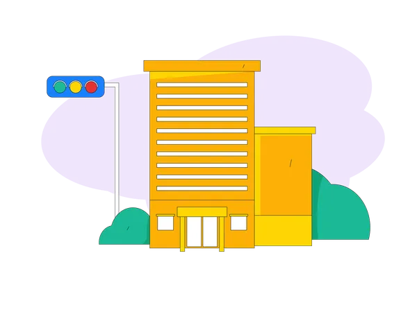 House is near traffic light  Illustration