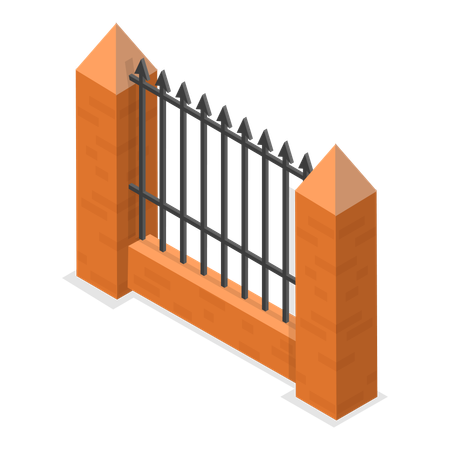 House is surrounded by fences  Illustration