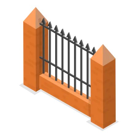 House is surrounded by fences  Illustration
