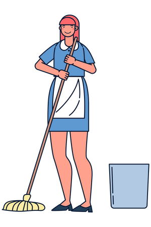 House Maid mopping floor  Illustration