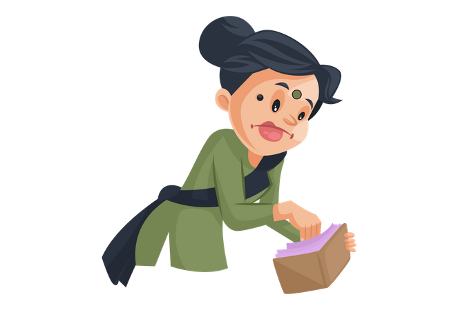 House maid stealing money from money  Illustration